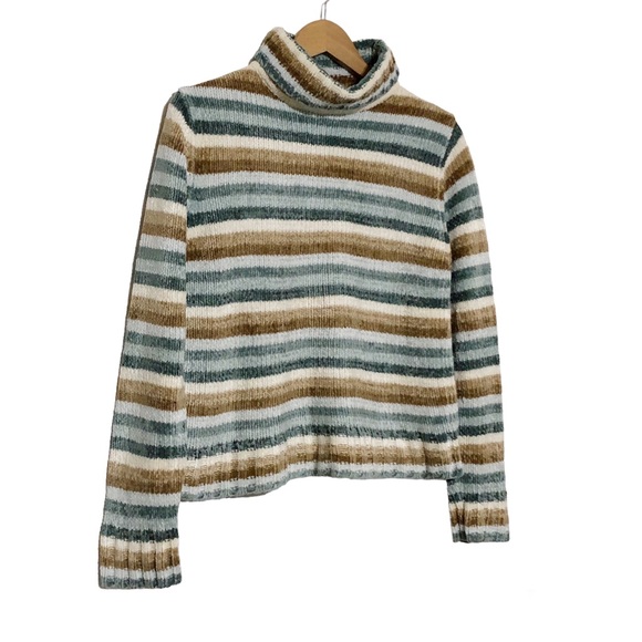 Vintage Y2K Chenille Striped Turtleneck Sweater - Picture 4 of 10